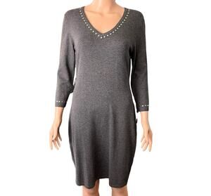 Calvin Klein Studded Neck Sweater Dress Med New With Tags! Soft Career Normcore